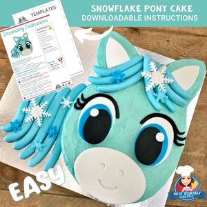 Products: Snowflake Pony Cake Printable Template Decorating Tutorial