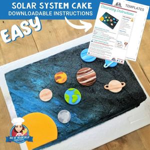 Products: Solar System Cake Printable Template Easy Decorating Tutorial