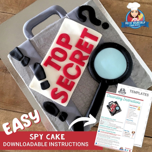 Products: Secret Agent Spy Birthday Cake DIY Printable Template Tutorial