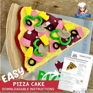 Products: Pizza Shaped Cake Printable Template Easy Decorating Tutorial
