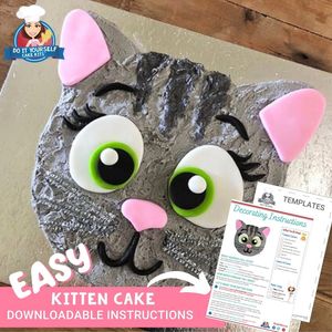 Products: Kitten Cake Printable Template Easy Decorating Tutorial Pets
