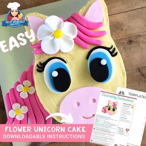 Products: Flower Pony Cake Printable Template Easy Decorating Tutorial