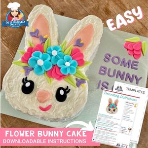 Products: Flower Bunny Cake Printable Template Easy Decorating Tutorial