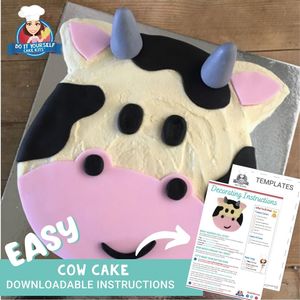 Products: Cow Cake Printable Template Decorating Tutorial Farm Party