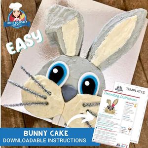 Products: Bunny Cake Printable Template Decorating Tutorial Instant PDF