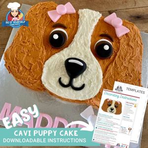 Products: Puppy Cake Printable Template and Decorating Tutorial Cavilier