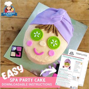 Products: Kids Spa Party Cake Printable Template Easy Decorating Tutorial
