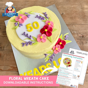 Products: Floral Wreath Cake Design Downloadable Template and Tutorial