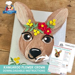 Products: Kangaroo Flower Crown Cake Printable Template easy Tutorial