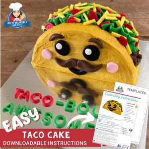 Products: Taco Shaped Cake Printable Template Easy Decorating Tutorial