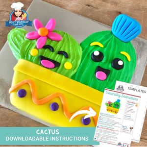 Products: Cactus Cake Printable Template Easy Decorating Tutorial for you