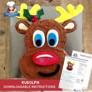 Products: Rudolph Cake Printable Template Tutorial Christmas Cake Ideas
