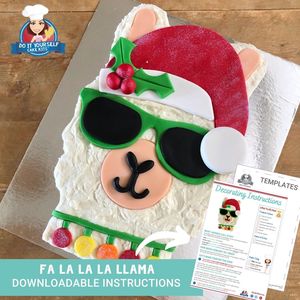 Products: Christmas Llama Cake Printable Template Tutorial Fa la la llama