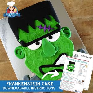 Products: Frankenstein Cake Printable Template and Tutorial Halloween