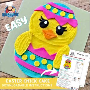 Products: Easter Chick Cake Printable Template Easy Decorating Tutorial
