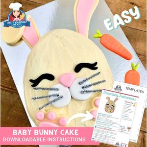 Products: Easter Bunny Cake Printable Template Decorating Tutorial Easy