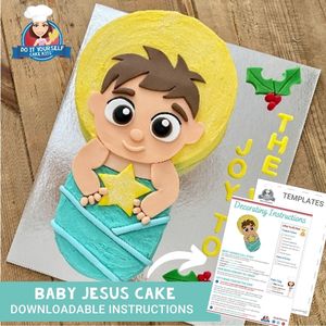 Products: Baby Jesus Cake Printable Template Tutorial Nativity Cake Ideas