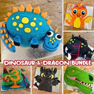 Products: Dinosaur and Dragons Cake Template Bundle Step by Step Guide