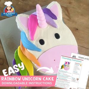 Products: Rainbow Unicorn Cake Printable Template and Decorating Tutorial