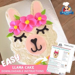 Products: Cute Llama Cake Printable Template Decorating Tutorial Fiesta