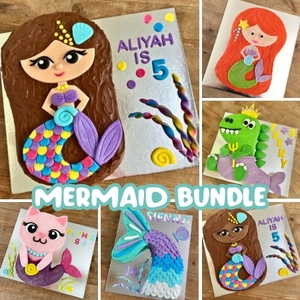 Products: Mermaid Cake Template Bundle Step by Step Guide Great Value