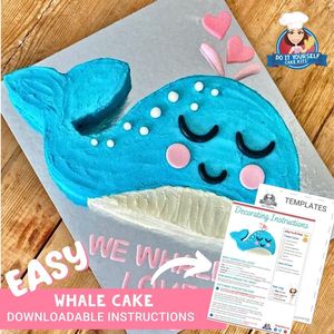 Products: Whale Cake Printable Template Easy Decorating Tutorial