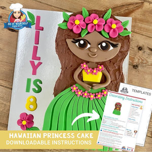 Products: Hawaiian Birthday Cake Template and Tutorial Luau Party