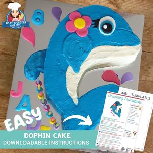 Products: Dolphin Cake Printable Template Easy Decorating Tutorial