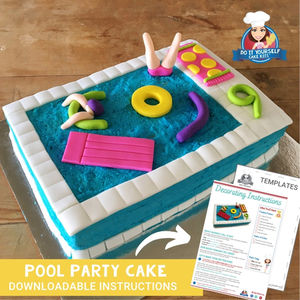 Products: Pool Party Cake Template and Tutorial Easy achieveable design