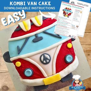 Products: Kombi Van Cake Printable Template Decorating Tutorial Surfing