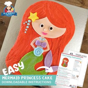 Products: Mermaid Princess Cake Printable Template Decorating Tutorial