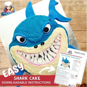 Products: Shark Cake Printable Template Decorating Tutorial Beach Party