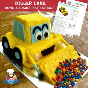 Products: Digger Cake Printable Template Decorating Tutorial Construction