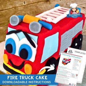 Products: Fire Truck Cake Printable Template Easy Decorating Tutorial 3D
