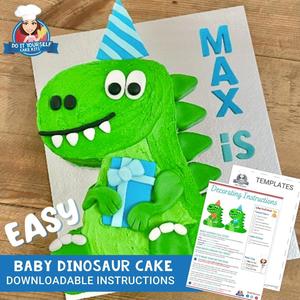 Products: Baby Dinosaur Cake Downloadable Template Decorating Tutorial