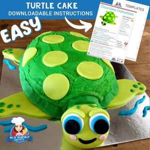 Products: Turtle Cake Printable Template Easy Decorating Tutorial Reptile
