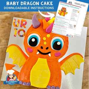 Products: Dragon Cake Printable Template Decorating Tutorial Easy