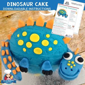 Products: Dinosaur Cake Downloadable Template Easy Decorating Tutorial