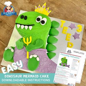 Products: Dinosaur Mermaid Cake Template and Easy Decorating Tutorial