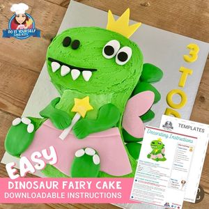 Products: Dinosaur Fairy Dressup Cake Easy Template Decorating Tutorial