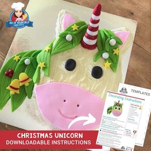 Products: Christmas Unicorn Cake Printable Template Tutorial Magical