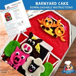 Products: Barnyard Cake Printable Template Decorating Tutorial Farm