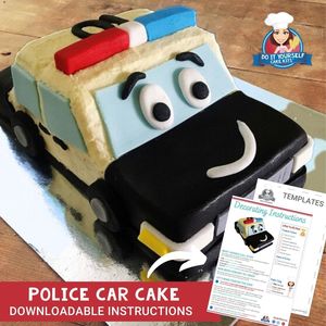 Products: Police Car Cake Printable Template Easy Decorating Tutorial 3D