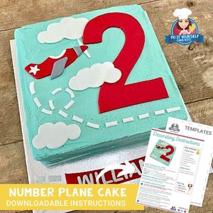 Products: Number Plane Cake Printable Template Tutorial First Birthday