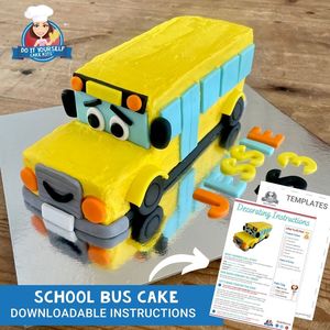 Products: Wheels on the Bus Cake Printable Template Decorating Tutorial