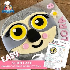 Products: Cute Sloth Cake Printable Template Decorating Tutorial Safari