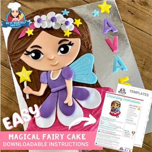Products: Magical Fairy Cake Printable Template Easy Decorating Tutorial