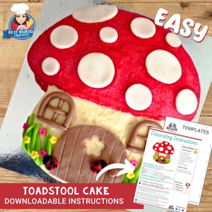 Products: Pink Toadstool Cake Printable Template Easy Decorating Tutorial