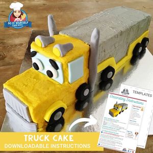 Products: Truck Cake Printable Template Decorating Tutorial Semi Trailer
