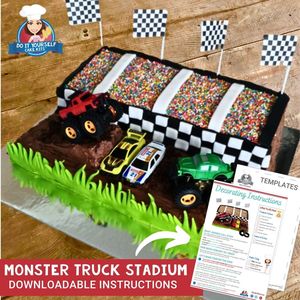 Products: Monster Truck Stadium Cake Printable Template and Easy Tutorial
